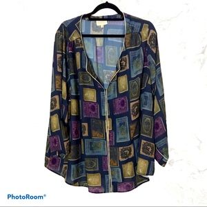 3x ModCloth Multicolor Book Print Blouse